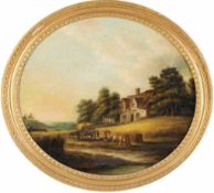 Goate, Dionehse Sarah(Wohl englische Malerin, E. 18. Jh.) Öl/Lwd. Ovale Form. Sommerliche Landschaft