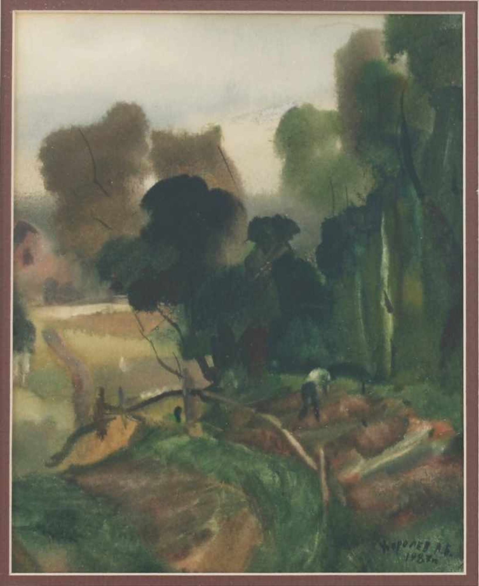 Korolew, A.B.(Russischer Maler, 2. H. 20. Jh.) Aquarell/Papier. Kleine Landschaft. R. u. sign. u.