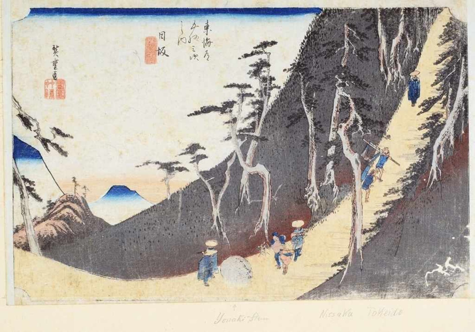 Hiroshige, Utagawa(auch Hiroshige, Ando/ Edo 1797-1858) Holzschnitt. "Nissaka: Sayo Mountain