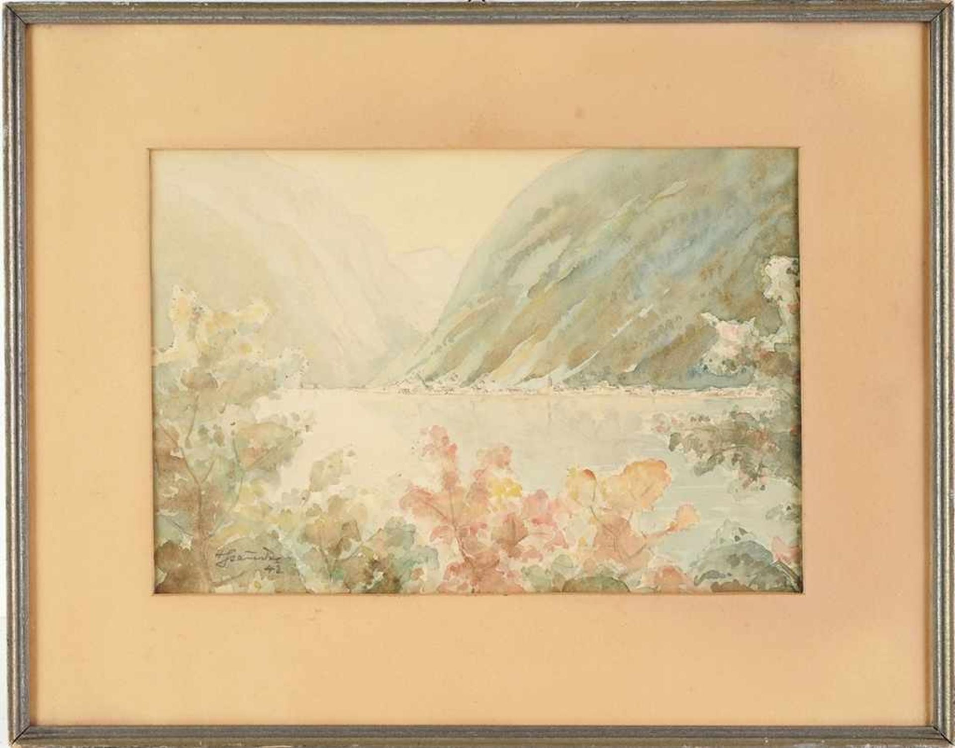 Staudte, Heinrich(geb. in Halle 1899 - 1980) Aquarell/Papier. Landschaft am Comer See. L. u. in Blei