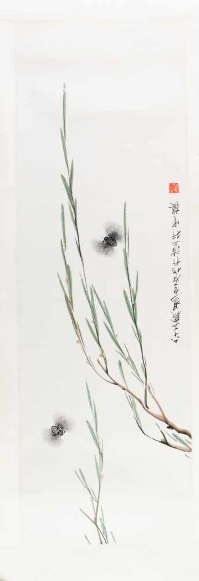 Yi, Baishi(China, 1929 - 2008) Tusche, Farbe/ Papier. Zikaden und Weidenzweige. Sign. u. Siegel.