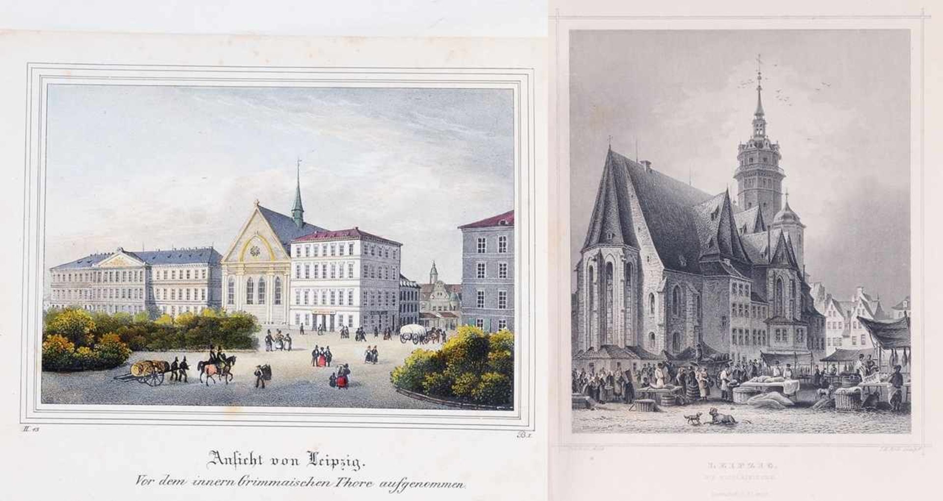 Konvolut Leipzig-Ansichten 19. Jahrhundert6 Bl. Lithographie/ Stahlstich. U.a. Ansichten des