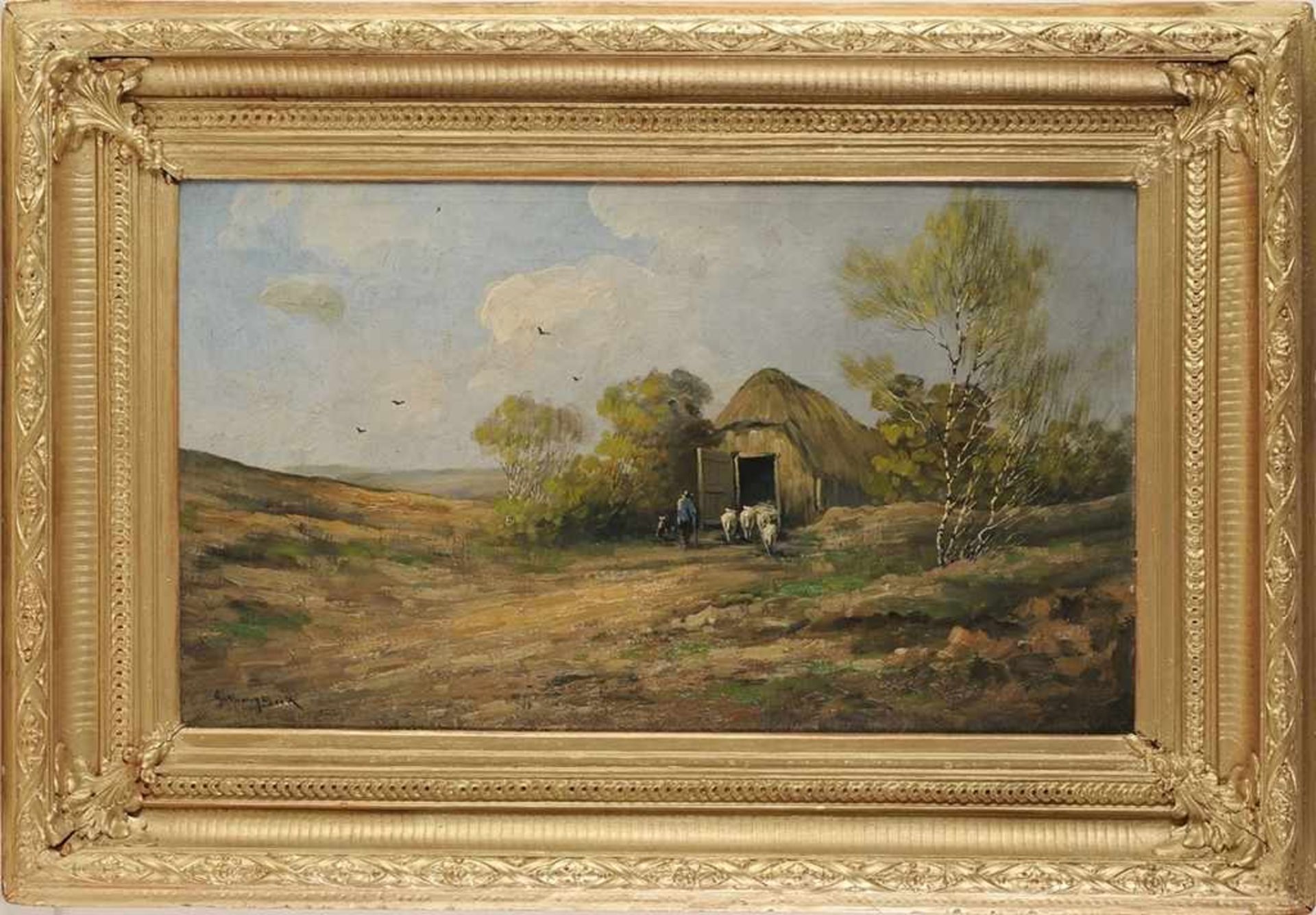 Beek, Anthony(Niederländischer Maler, 1882 - 1954) Öl/Lwd. Frühlingslandschaft mit Birken u.