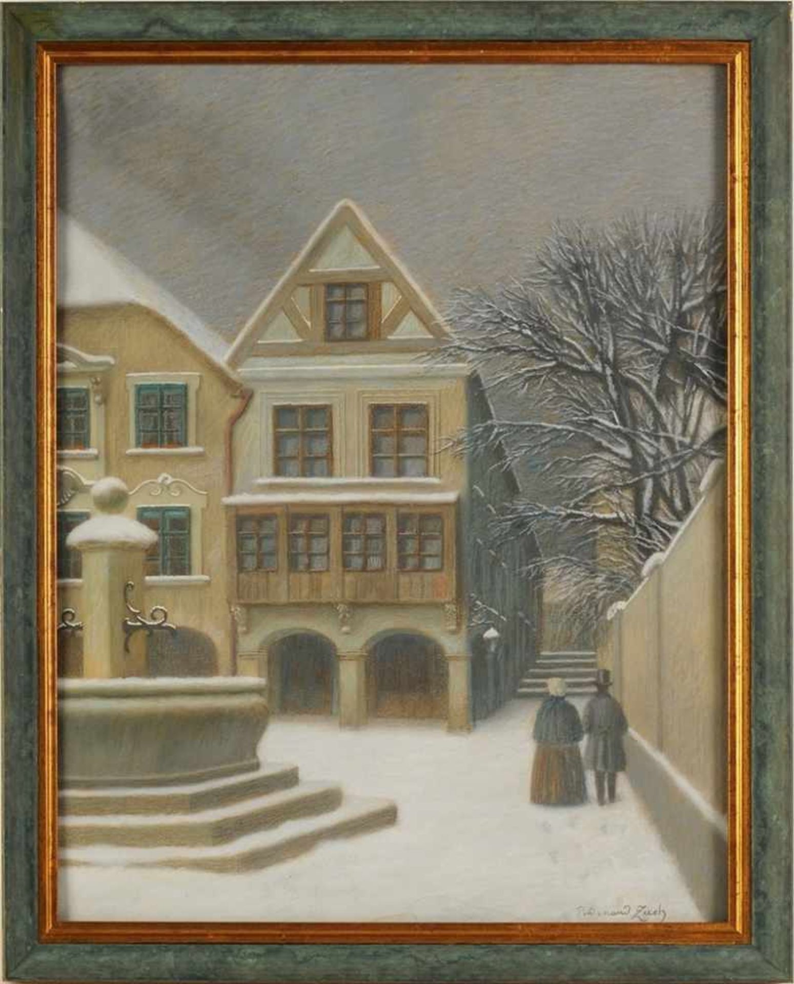 Zach, Ferdinand(Wien 1868 - 1956) Pastell/Papier. Winterliche Stadtlandschaft mit