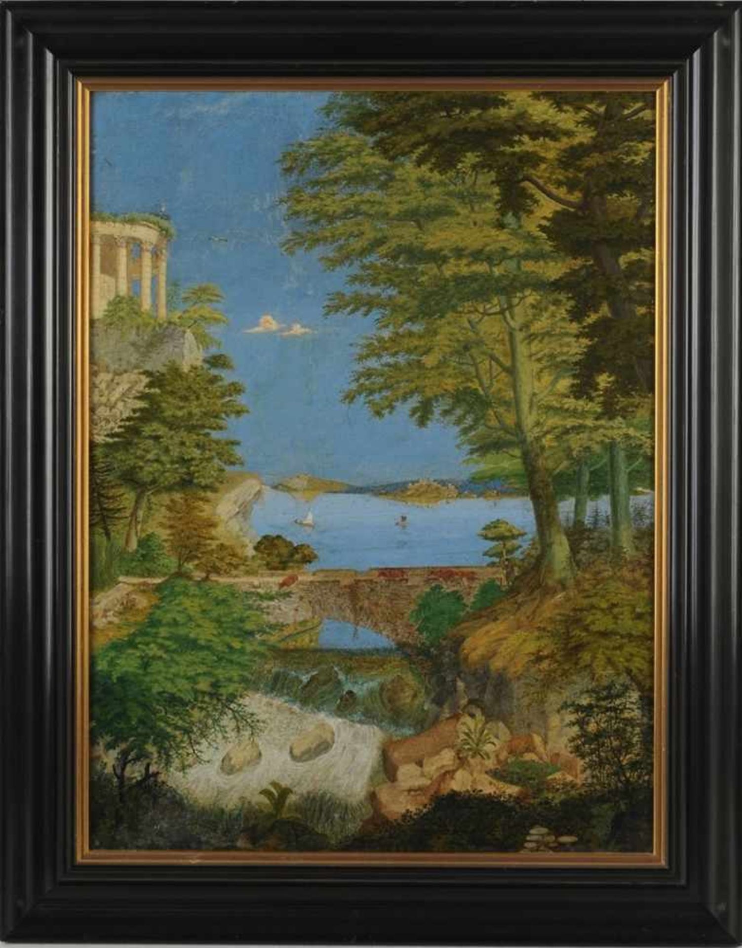 Berggren, A.(Schwedischer Maler, 2. H. 19. Jh.) Öl/Lwd. Italienische Landschaft mit antiken