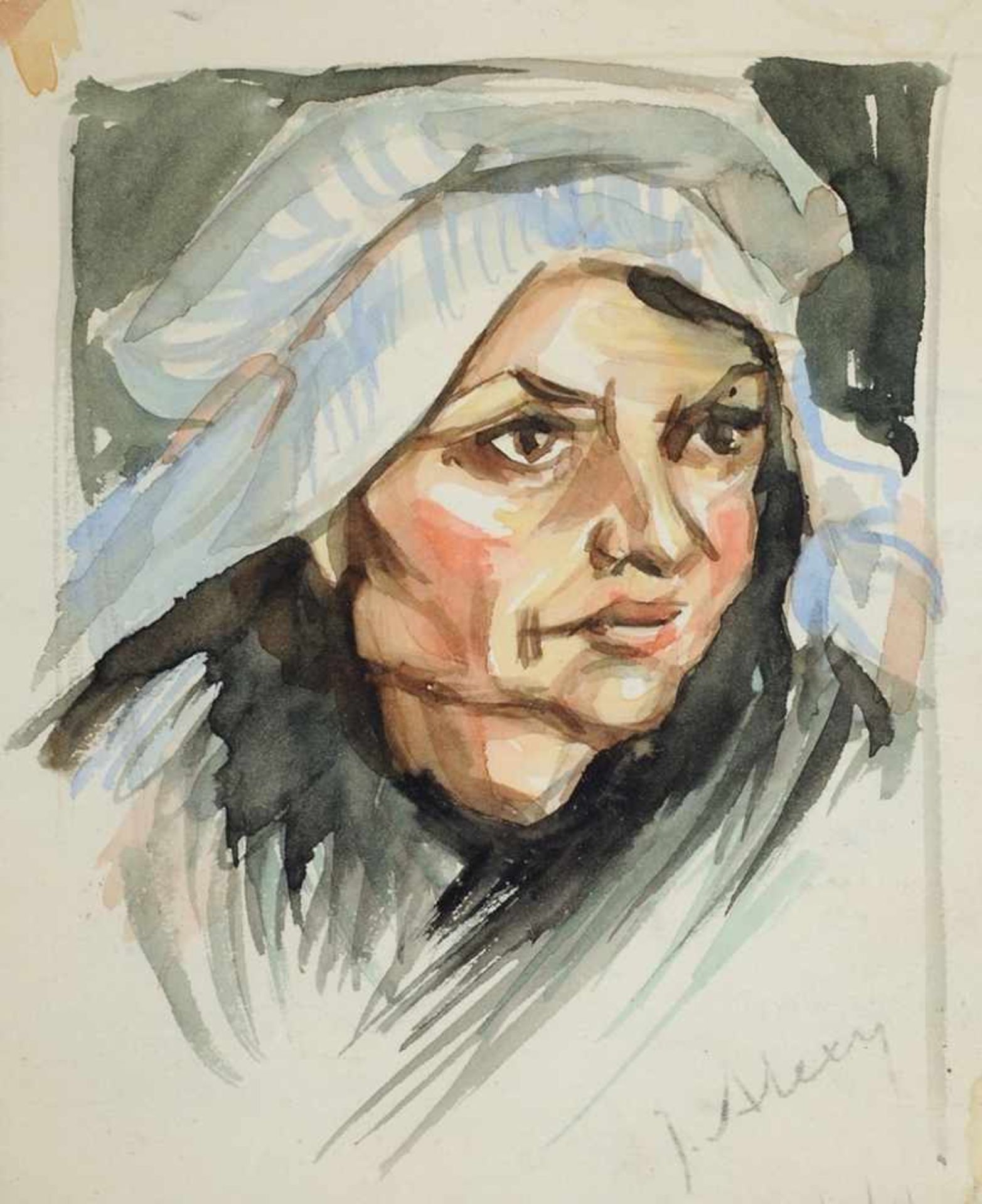 Alexy, Janko(1894 in Liptovský Mikulás - 1970 in Bratislava) Aquarell/ Papier. Porträt einer Frau