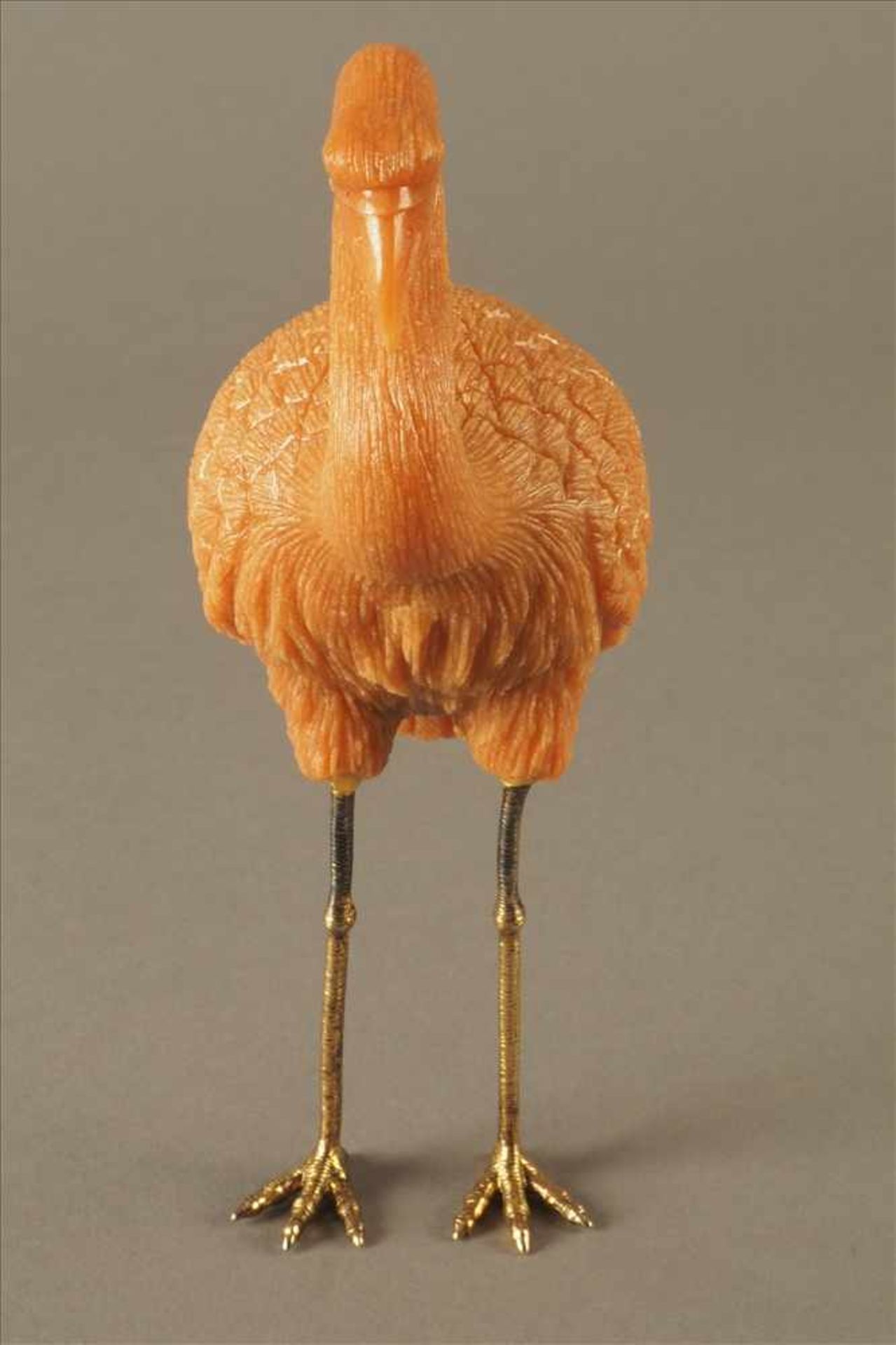 Fabergè Flamingo in AventurinAn den Fußsohle bezeichnet "Fabergè" mit Silberstempel "925". - Bild 5 aus 6