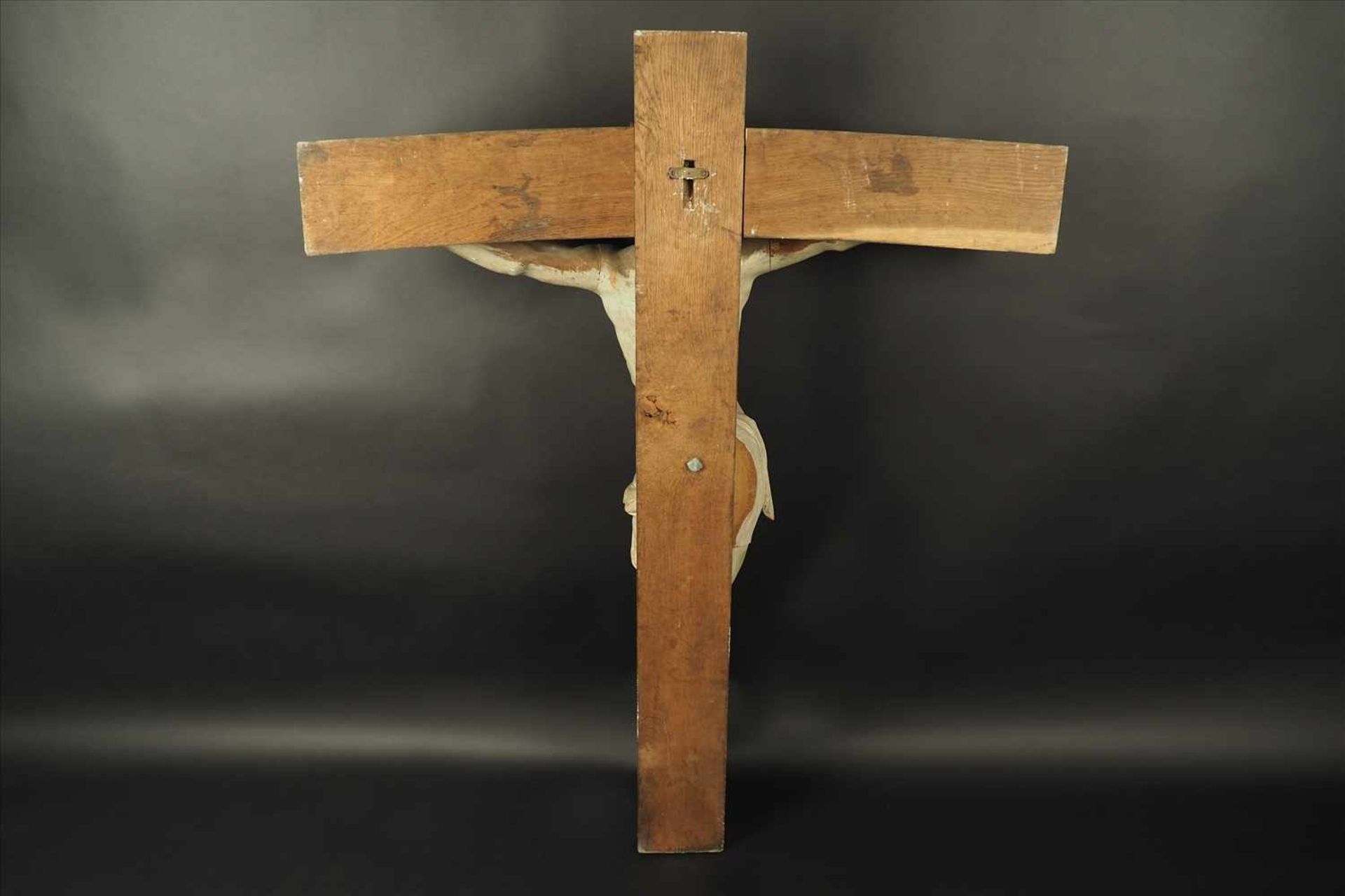 Gotischer HerrgottHolz geschnitzt und gefasst, 19. Jh., Maße ohne Kreuz: H1,25 x B1,06m. - Bild 4 aus 4