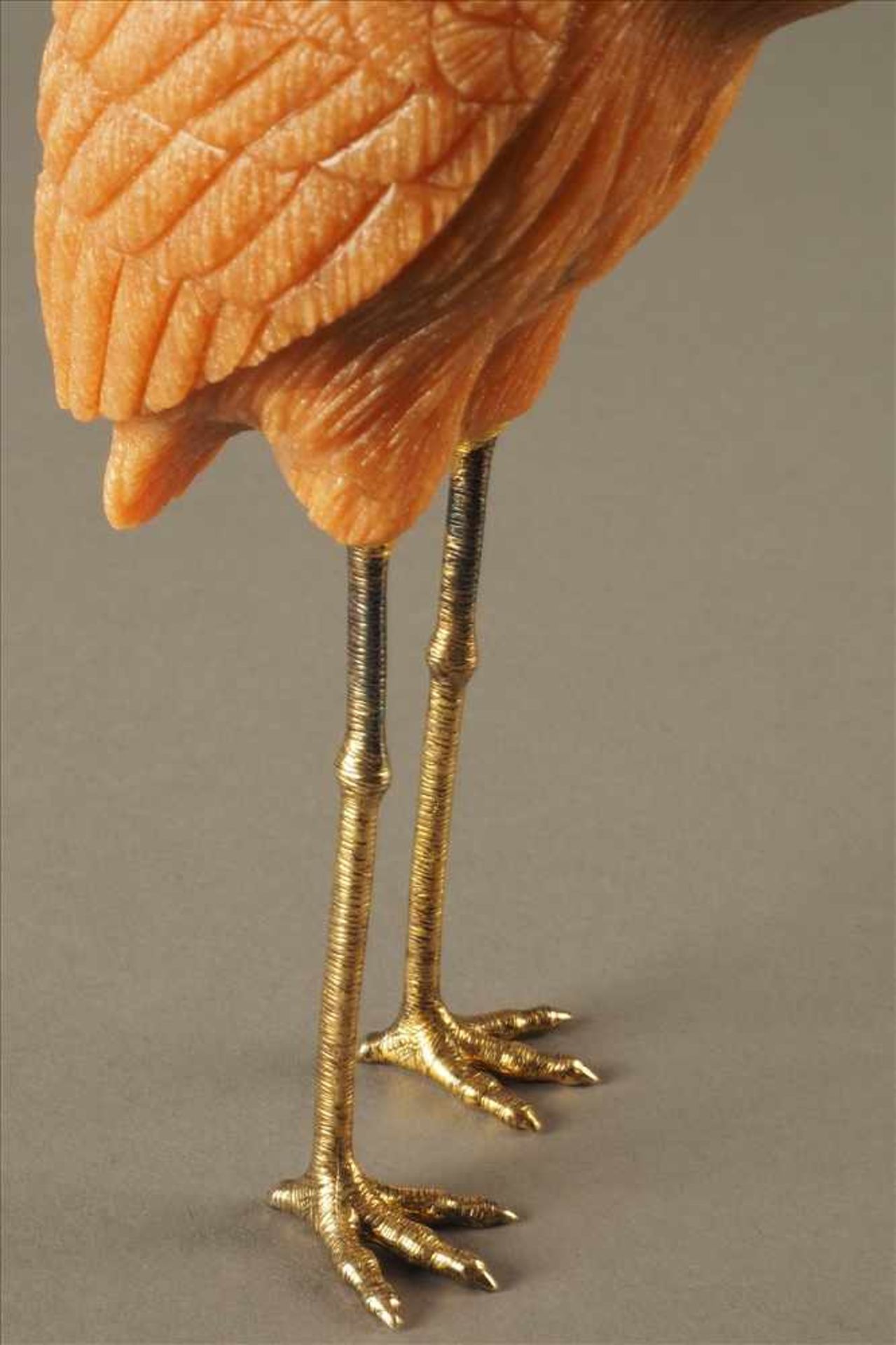 Fabergè Flamingo in AventurinAn den Fußsohle bezeichnet "Fabergè" mit Silberstempel "925". - Bild 4 aus 6