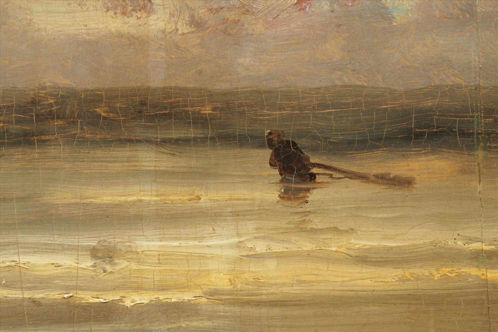 Gemälde "Strandszene"Öl auf Holz, unleserl. sig., im PrunkrahmenMaße: H93 x B86cm - Bild 3 aus 5