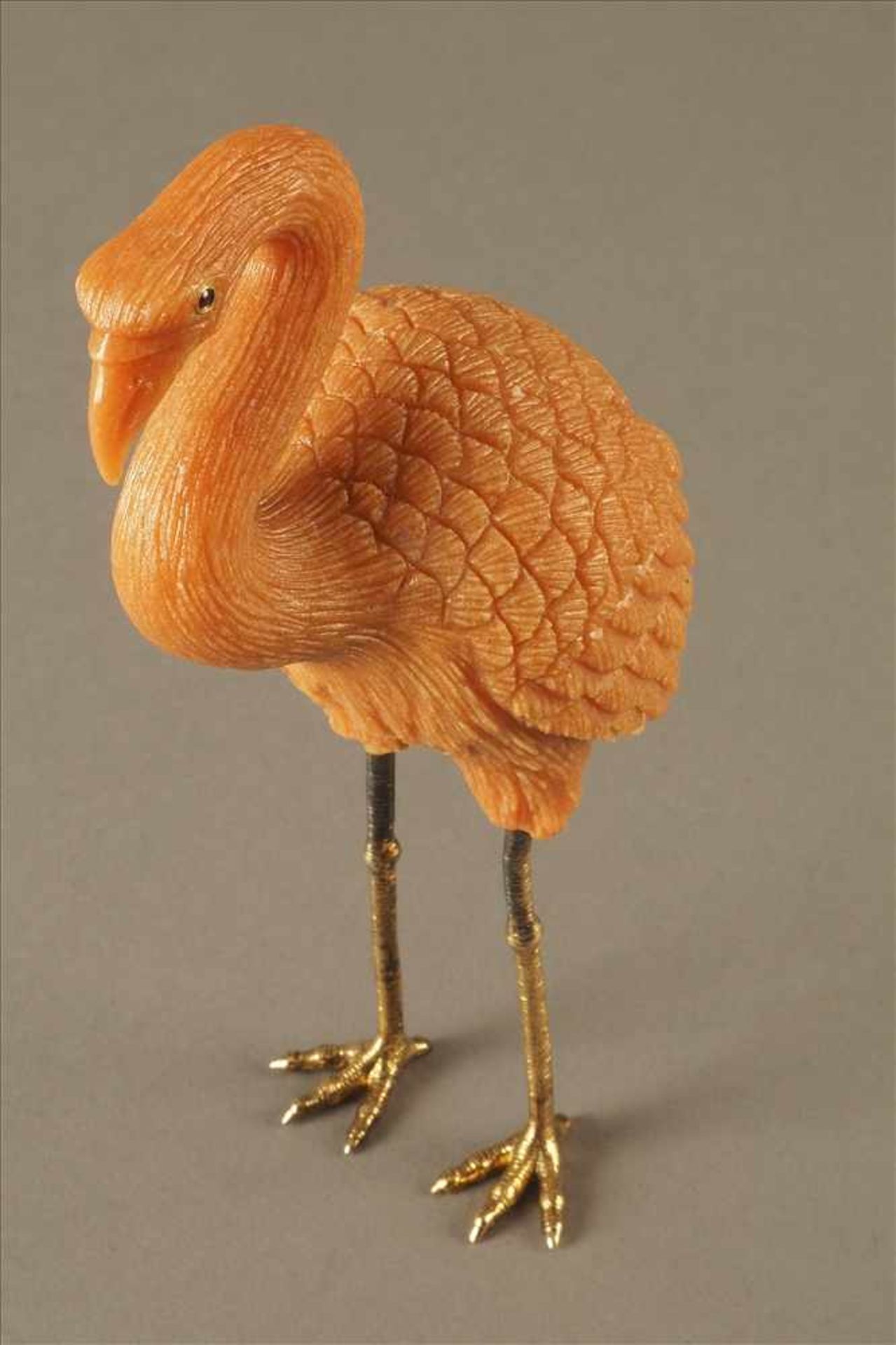 Fabergè Flamingo in AventurinAn den Fußsohle bezeichnet "Fabergè" mit Silberstempel "925". - Bild 2 aus 6