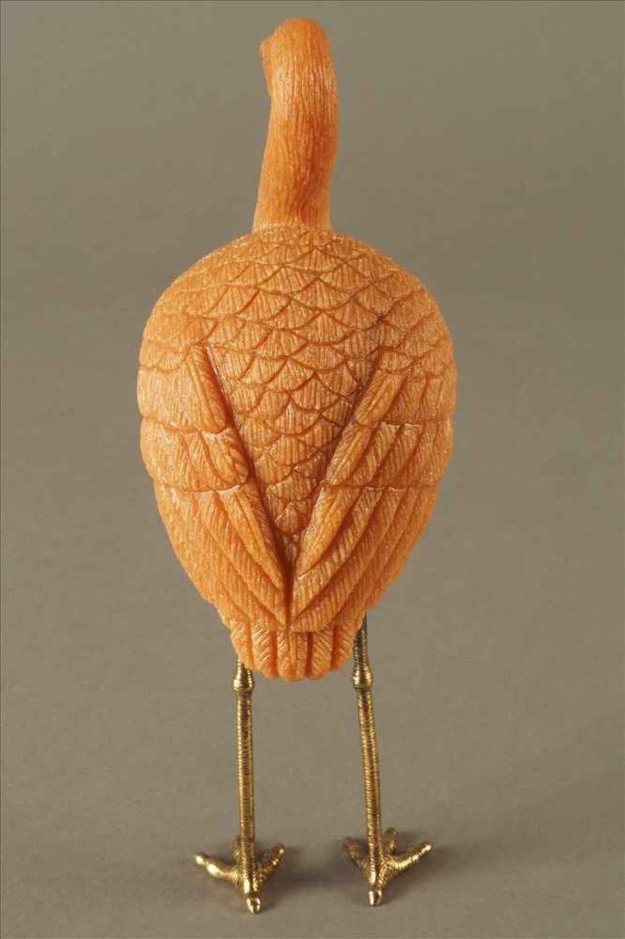 Fabergè Flamingo in AventurinAn den Fußsohle bezeichnet "Fabergè" mit Silberstempel "925". - Bild 3 aus 6