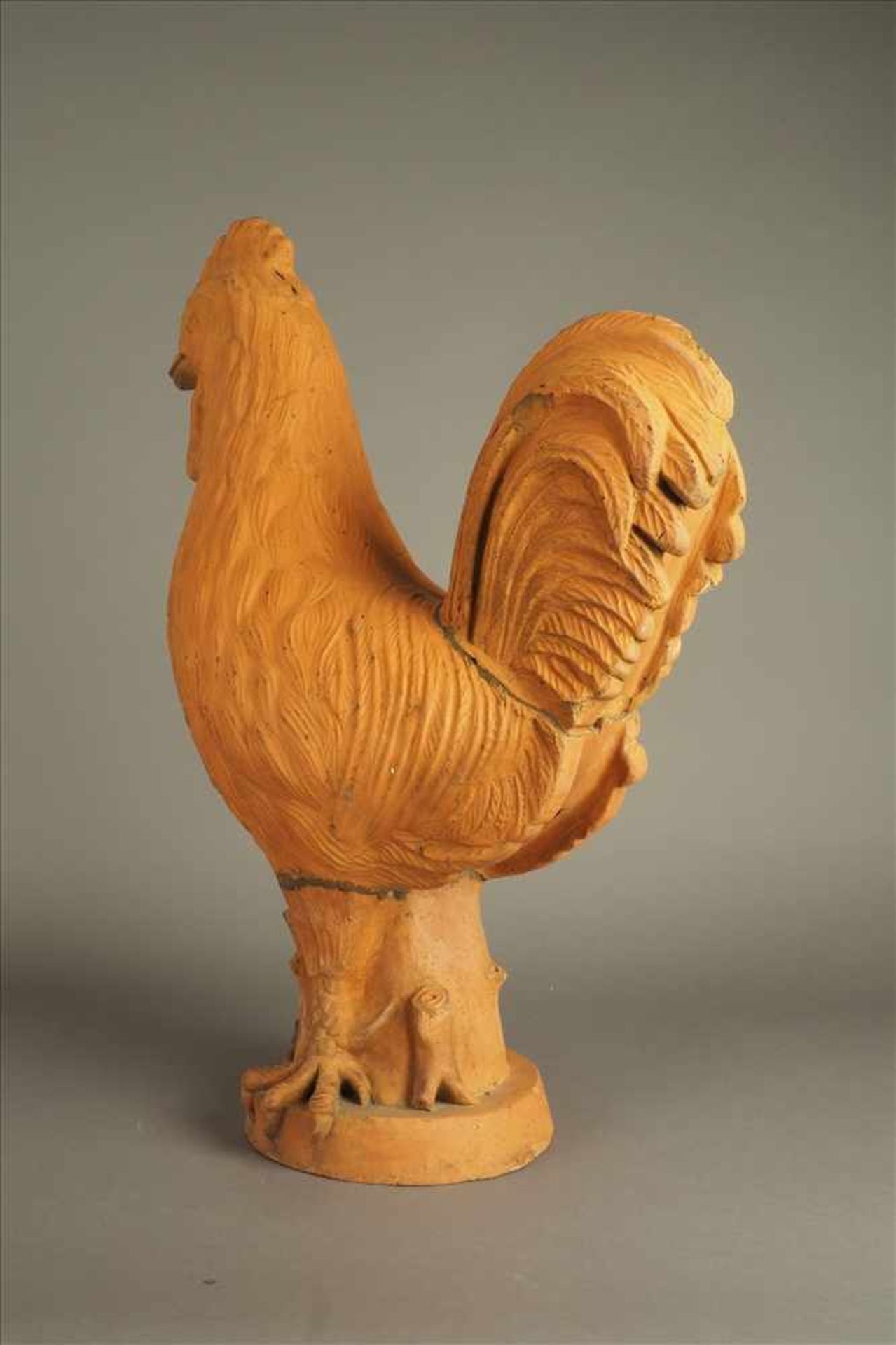 Terracotta-Gockel, 19. Jh.Altersschäden, Maße: H65cm. - Bild 4 aus 4