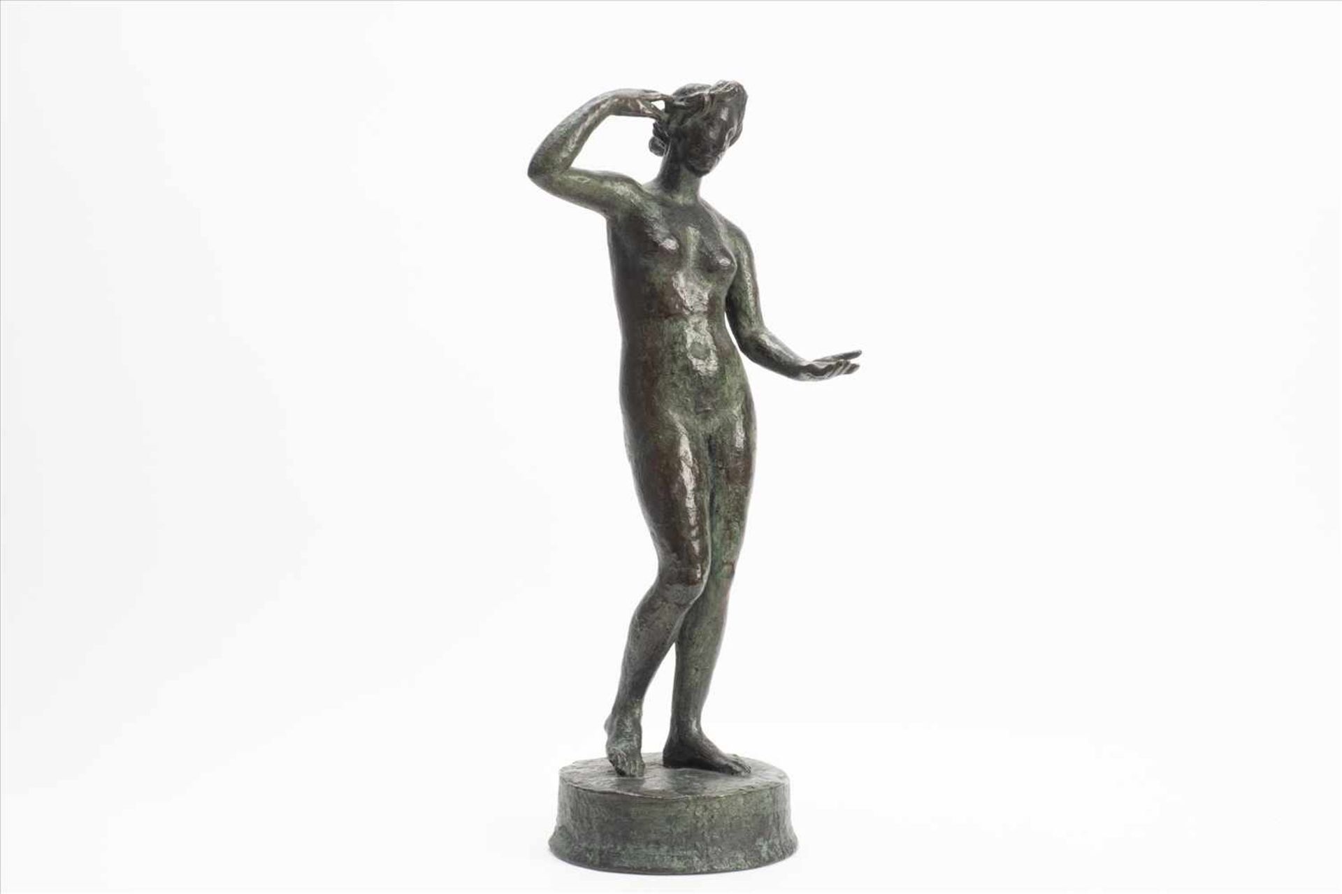 Jugendstil Art Decò Bronze AktStehende Frau um 1920, unsign. Maße: H27cmJugendstil Art deco bronze - Bild 5 aus 8