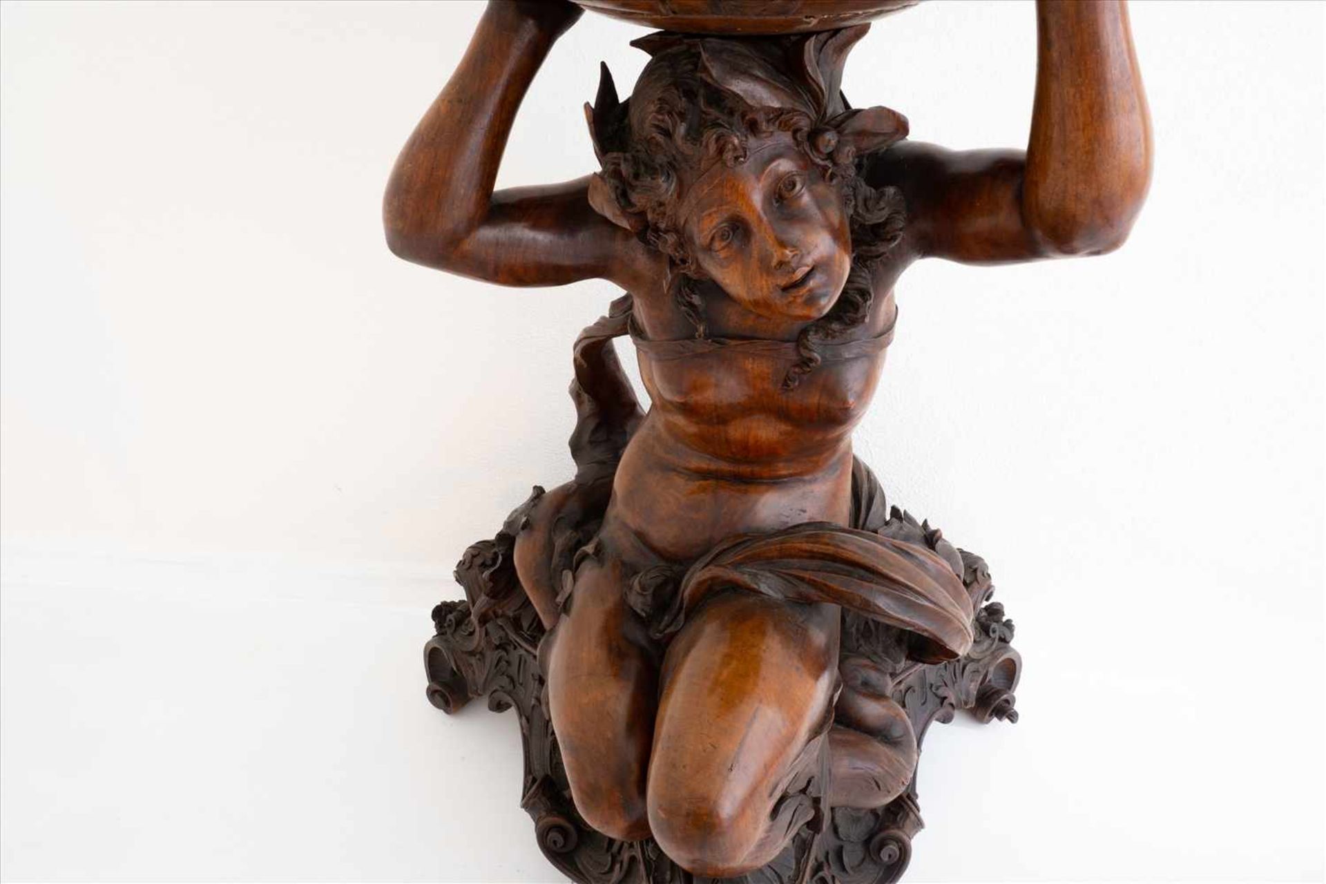 Skulptur Andrea Brustolon (1662-1732) zugesch.,Holz geschnitzte Skulptur "Sirene" die eine Schale - Bild 8 aus 9