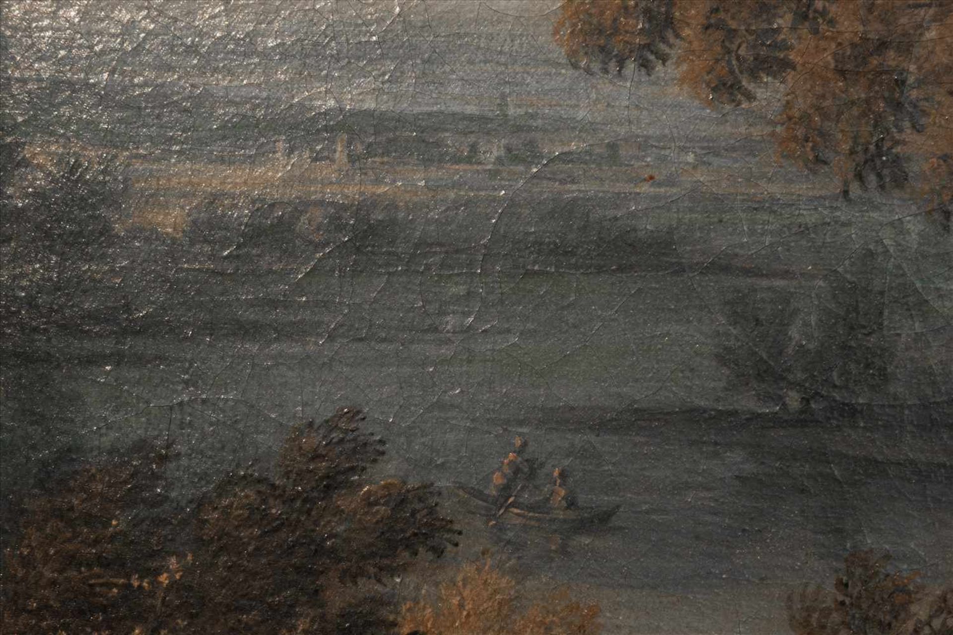 Paar Altmeister Landschaftsgemälde Öl/Lwd, 18. Jh.Wohl italienisch/französische Landschaften, min. - Bild 7 aus 8