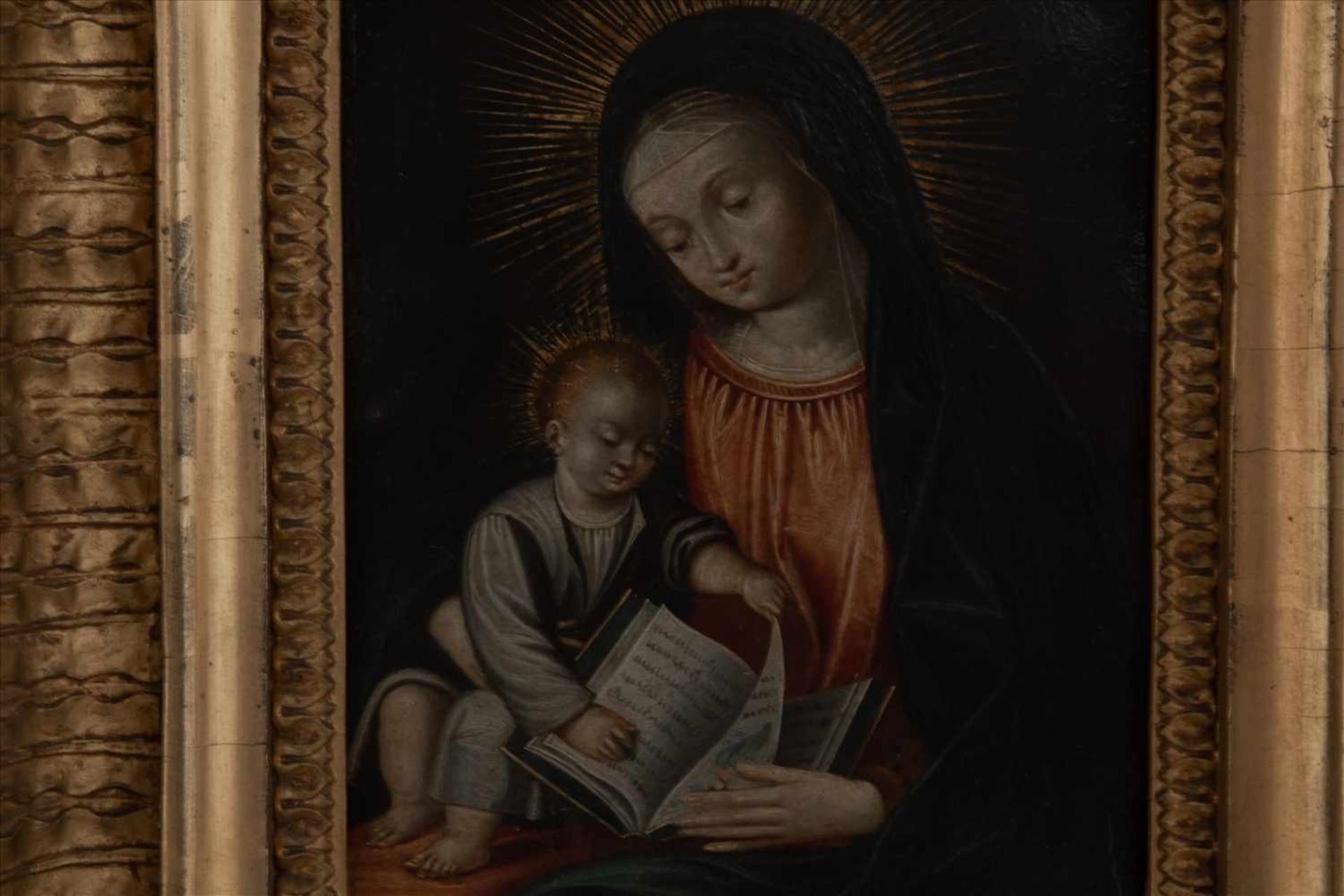 Madonna mit KindÖl/Kupfer, um 1800.Maße Rahmen: H30 x B27cmMaße Bild:H16,5 x B13,5cmMadonna and - Bild 2 aus 4