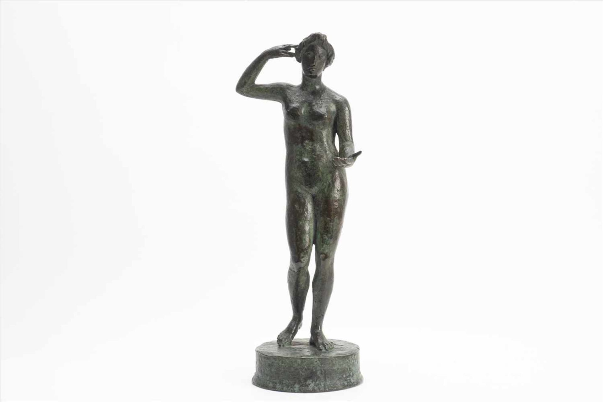 Jugendstil Art Decò Bronze AktStehende Frau um 1920, unsign. Maße: H27cmJugendstil Art deco bronze - Bild 6 aus 8