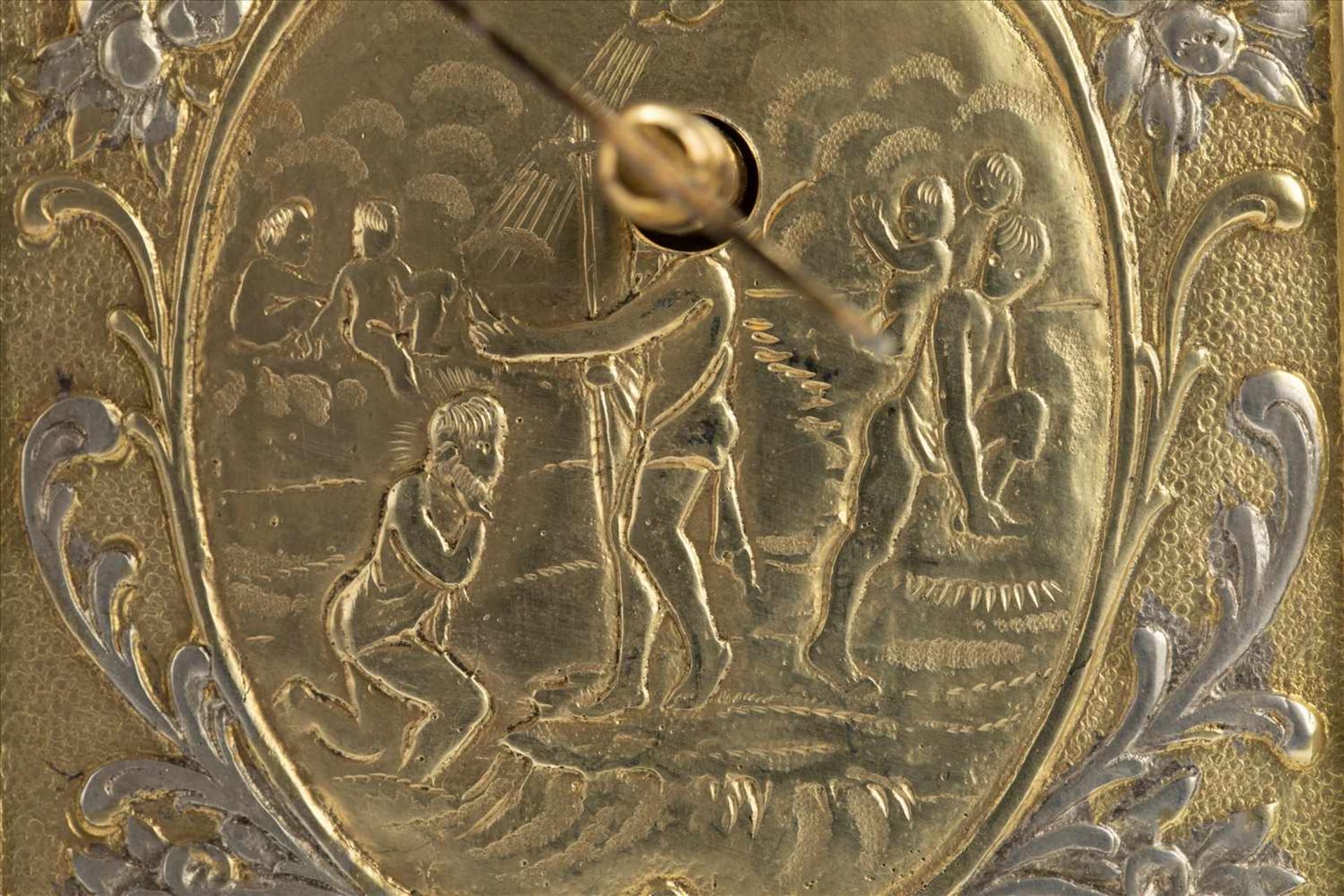 Singvogeldose/ SpieluhrUm 1900, Silber, teilw. vergoldet, Elfenbeinmedaillon, gep.Maße: H6 x B13 x - Bild 10 aus 15