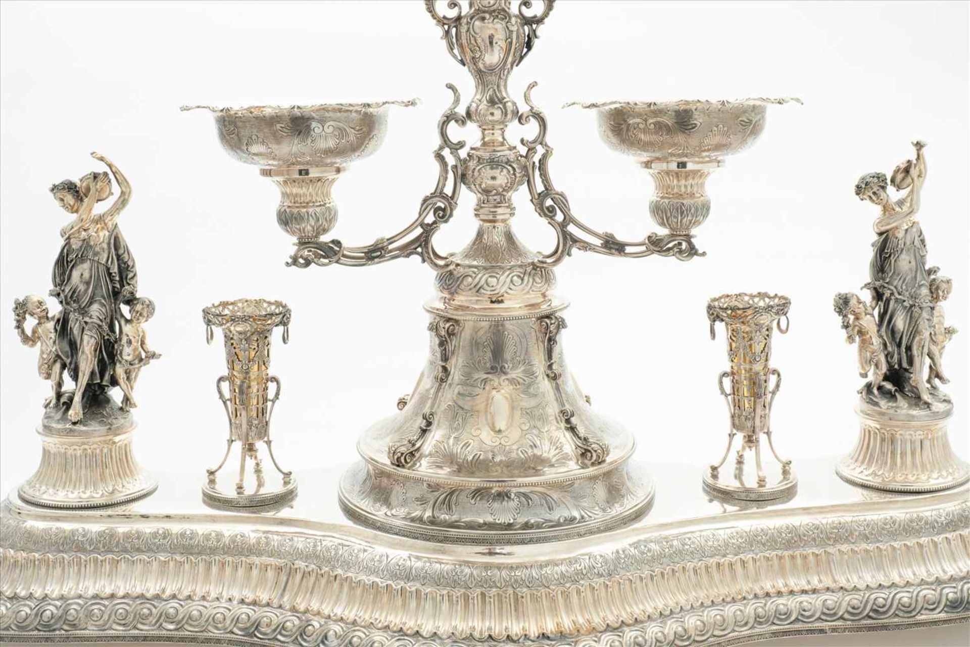 Monumentaler prunk/silber Tafelaufsatz 1,20mWohl England um 1900, gep. 925 Sterling.Musizierende - Bild 4 aus 14