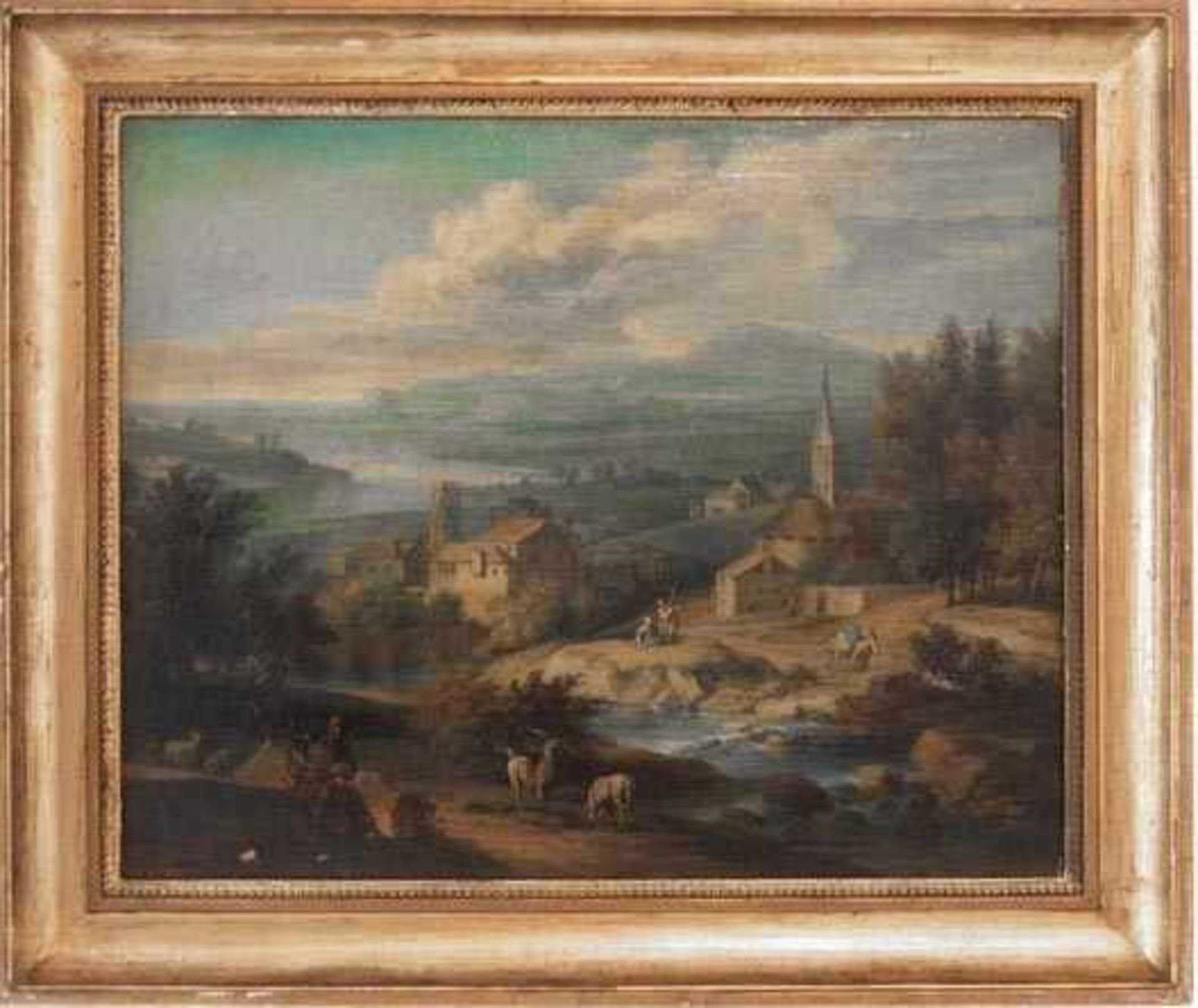 Paar Altmeister Landschaftsgemälde Öl/Lwd, 18. Jh.Wohl italienisch/französische Landschaften, min. - Bild 3 aus 8