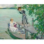 Edward Cucuel(1875 San Francisco - 1954 Pasadena)"Am Bootssteg". OriginaltitelAm