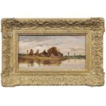 Hippolyte Camille Delpy(1810 Joigny/Yonne - 1910 Paris)Abendliche Flußlandschaft mit WindmühleMotiv-