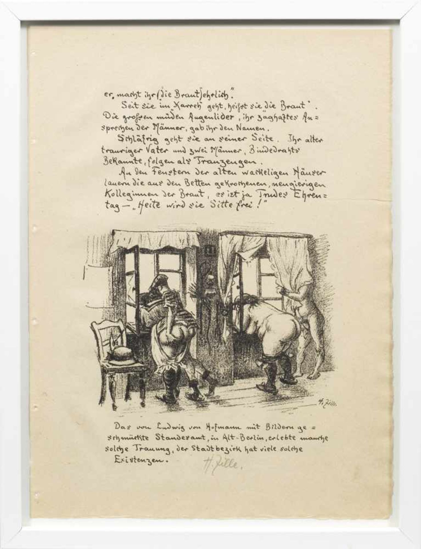 Heinrich Zille(1858 Radeburg - 1929 Berlin)Blatt zu "Bindedrahts Hochzeit" aus dem Zyklus "Zwanglose