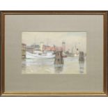 Jean Paul Kayser(1869 Hamburg - 1942 Donaueschingen)Ansicht von Cuxhaven mit Schiffen und dem