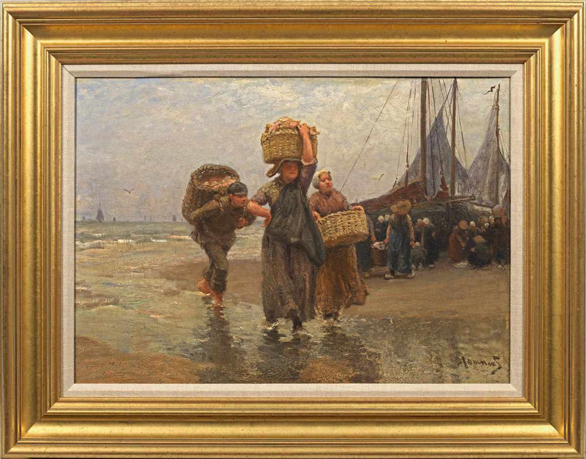 Bernardus Johannes (Bernard) Blommers(1845 Den Haag - 1914 ebenda)Fischerfamilien beim Entladen