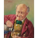 Otto Kirchner(1887 Eckartshausen - 1960 München)Wein trinkender BauerFein gemaltes, typisches Werk