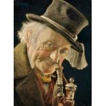 Carl Heuser(1827 - 1892. Münchener Porträt- und Genremaler)Bildnis eines alten PfeifenrauchersÖl/