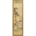 Drei chinesische SeidenmalereienGouache/Tusche auf Seide. Verschiedene szenische Darstellungen von
