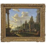 Giovanni Paolo Pannini(1691 Piacenza - 1765 Rom) UmkreisHafen mit Architektur-Capriccio und