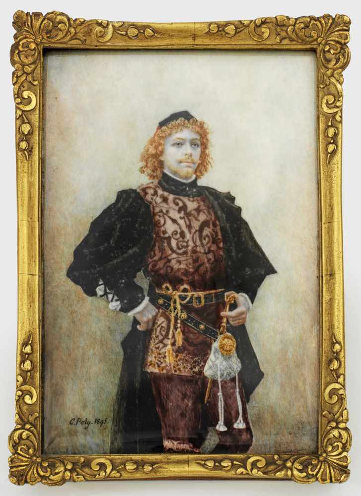Historismus-PorträtDetailreiches, fein gemaltes Porträt eines jungen, rothaarigen Herrn in Neo-