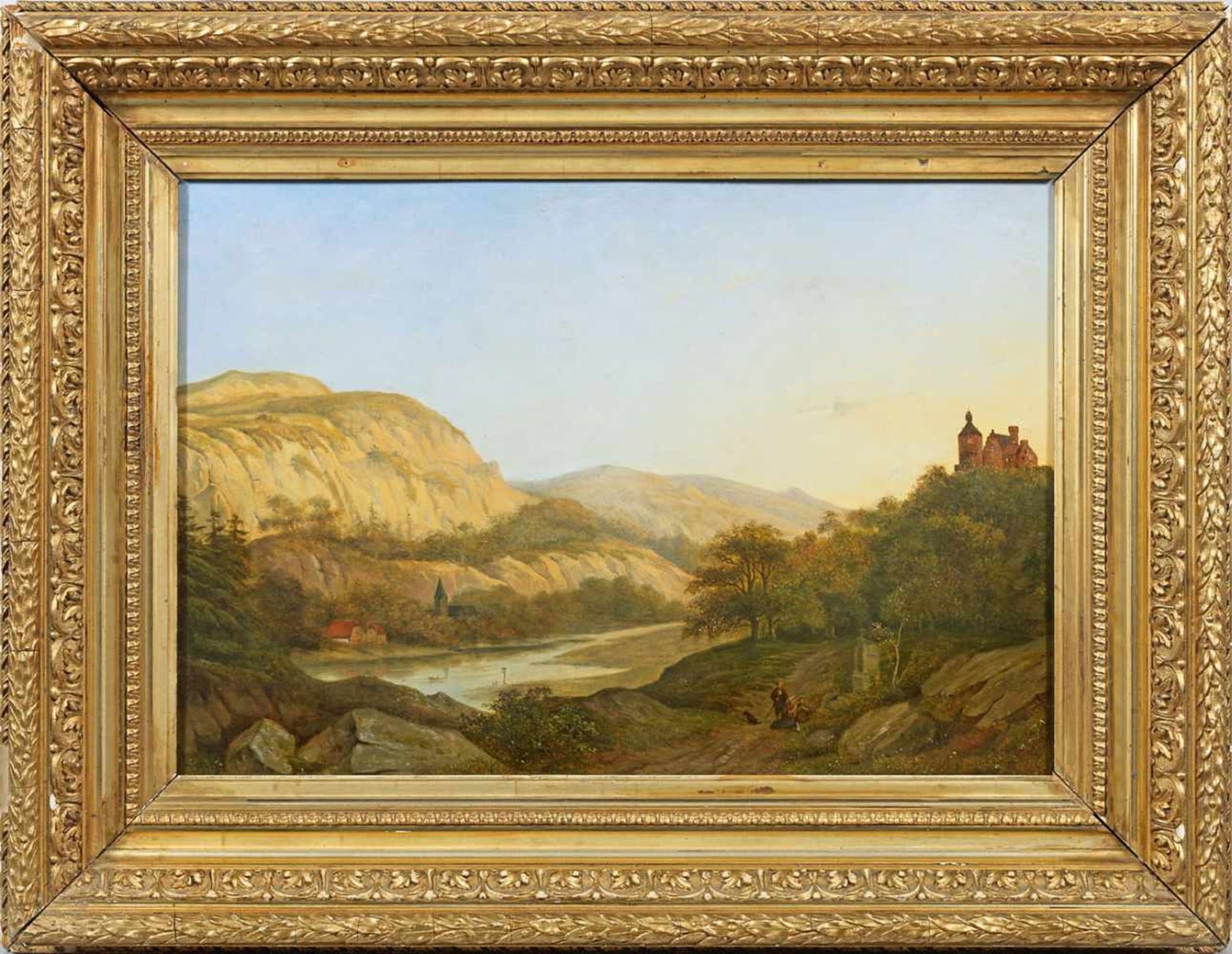 Barend Cornelis Koekkoek(1803 Middelburg - 1862 Kleve) attr.;Flusslandschaft mit betender