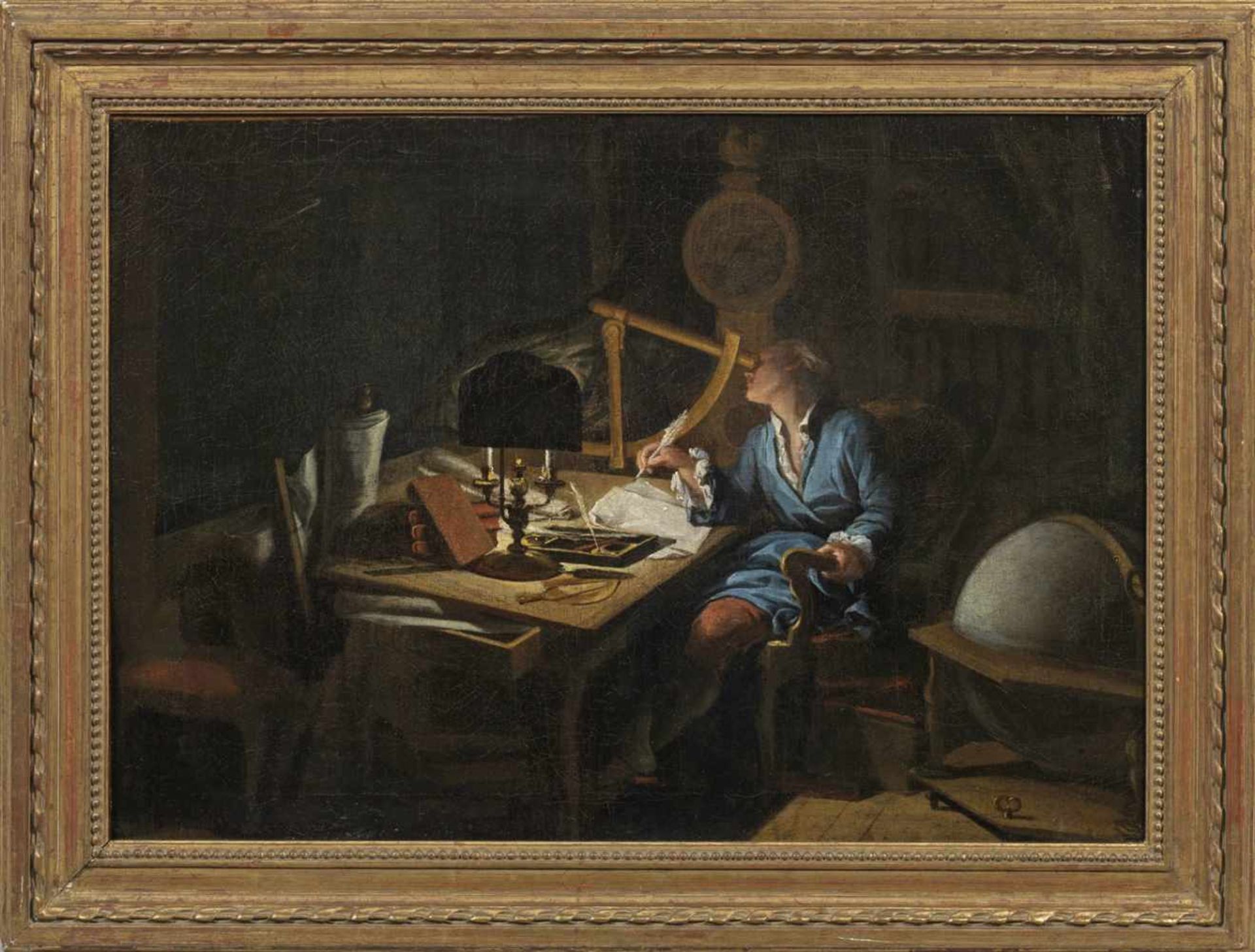 Étienne Jeaurat(1699 Paris - 1789 Versailles) attr.;Junger Astronom im ObservatoriumNächtliche Szene