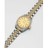 Damen-Armbanduhr von Rolexsog. "Lady Date Oyster Perpetual". Stahl und 18 ct. Gelbgold. Rundes