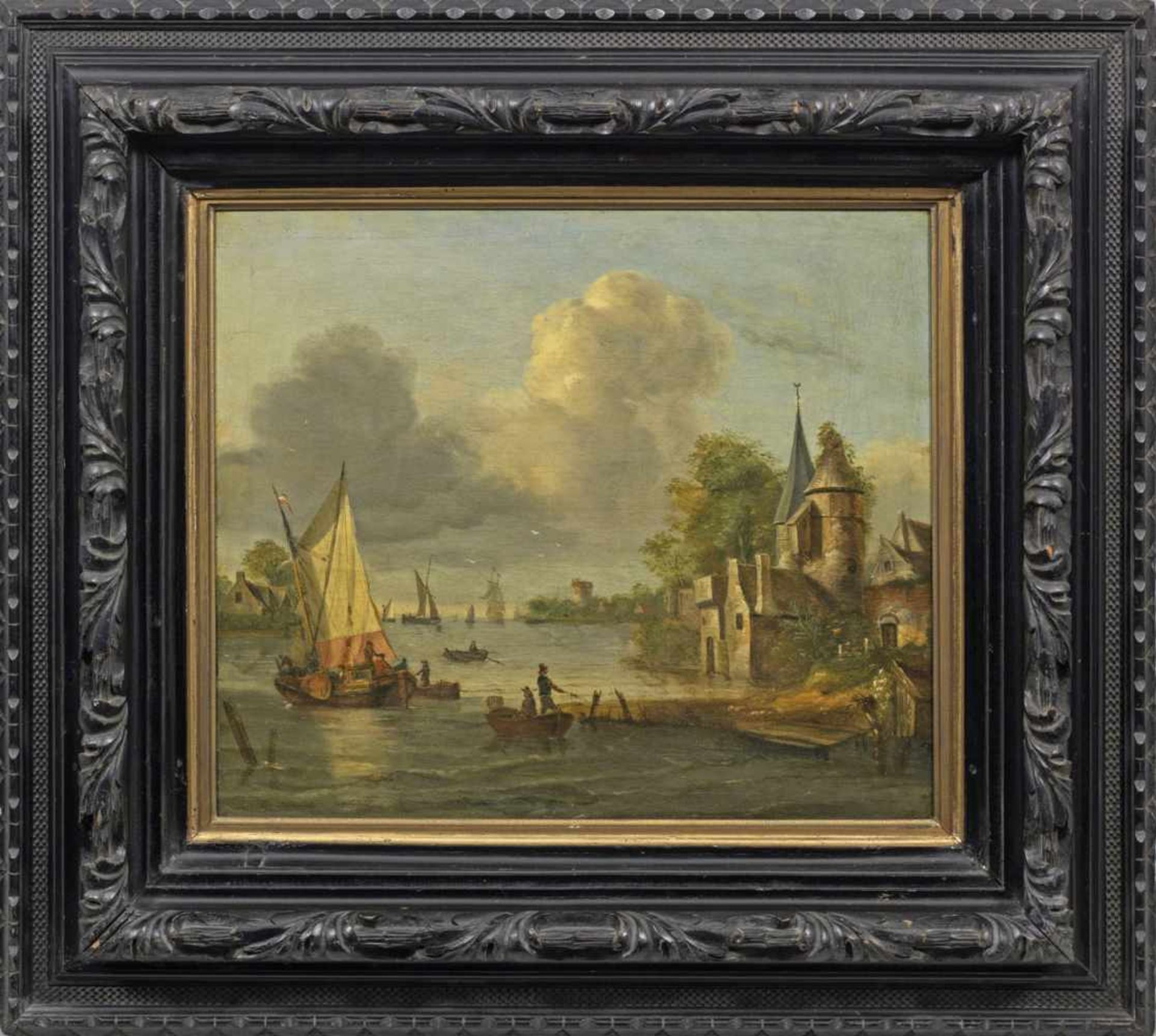 Niederländischer Landschaftsmaler(Tätig im 18. Jh.)Küstenlandschaft mit Schiffen und