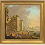 Adrien Manglard(1695 Lyon - 1760 Rom) attr.;Cappricio eines mediterranen Hafens mit