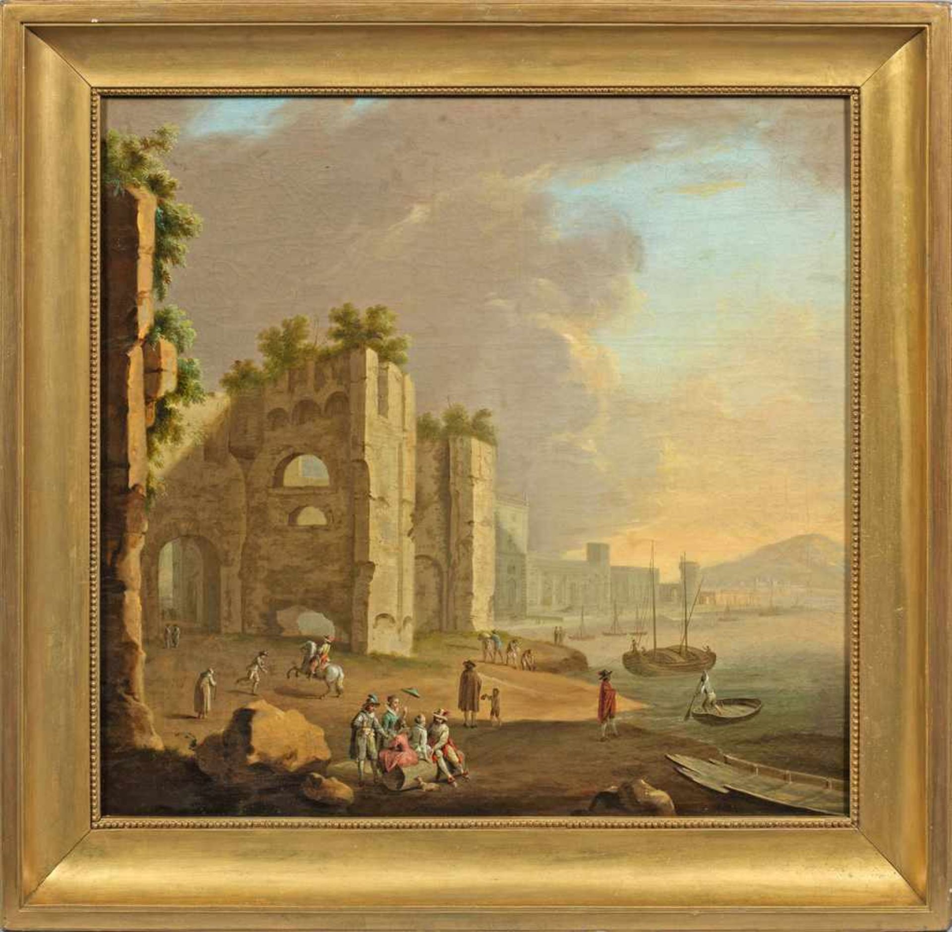 Adrien Manglard(1695 Lyon - 1760 Rom) attr.;Cappricio eines mediterranen Hafens mit