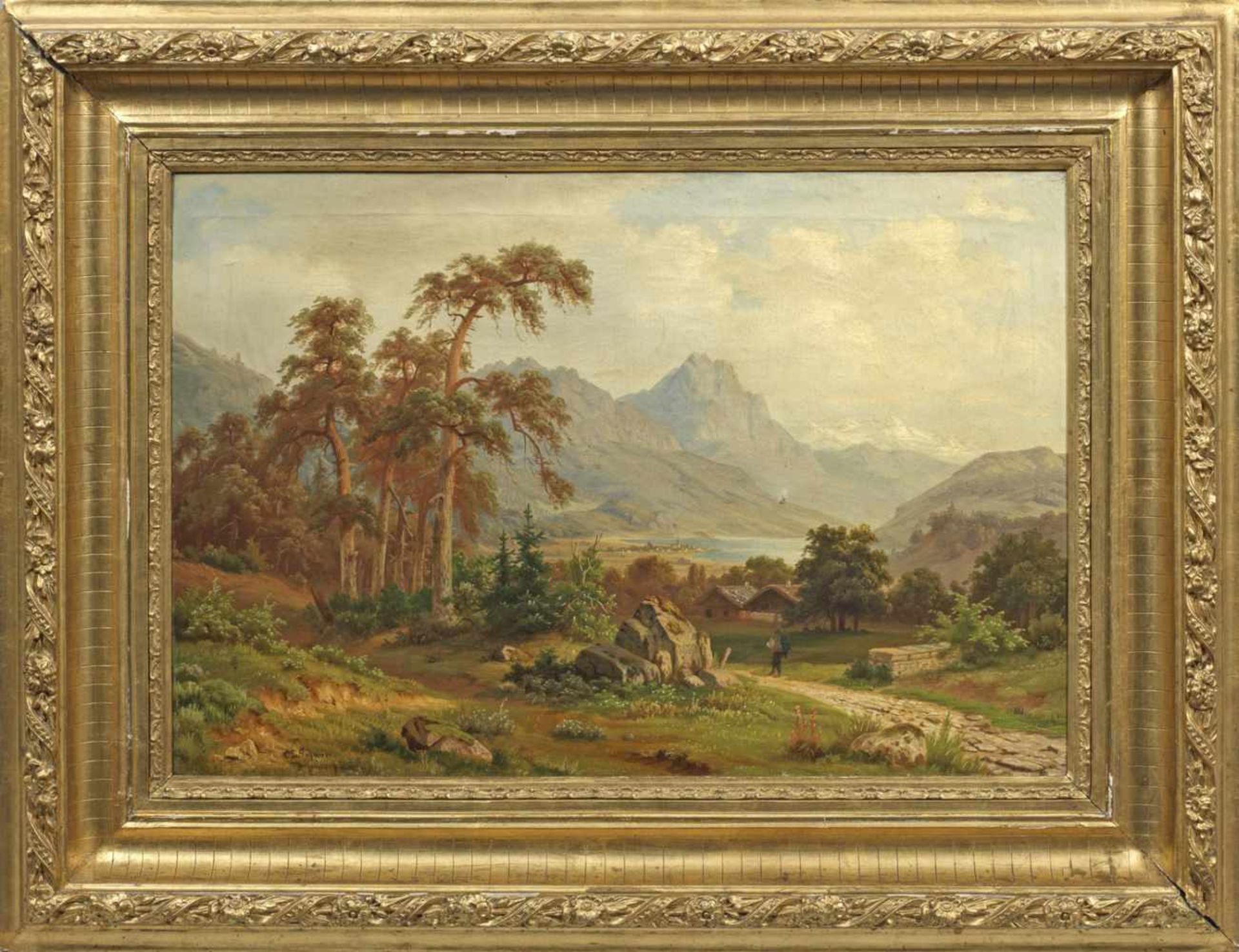 C. L. Schmitz(Deutscher Landschaftsmaler. Tätig im 19. Jh. in Düsseldorf)"Der Lauerzersee" (