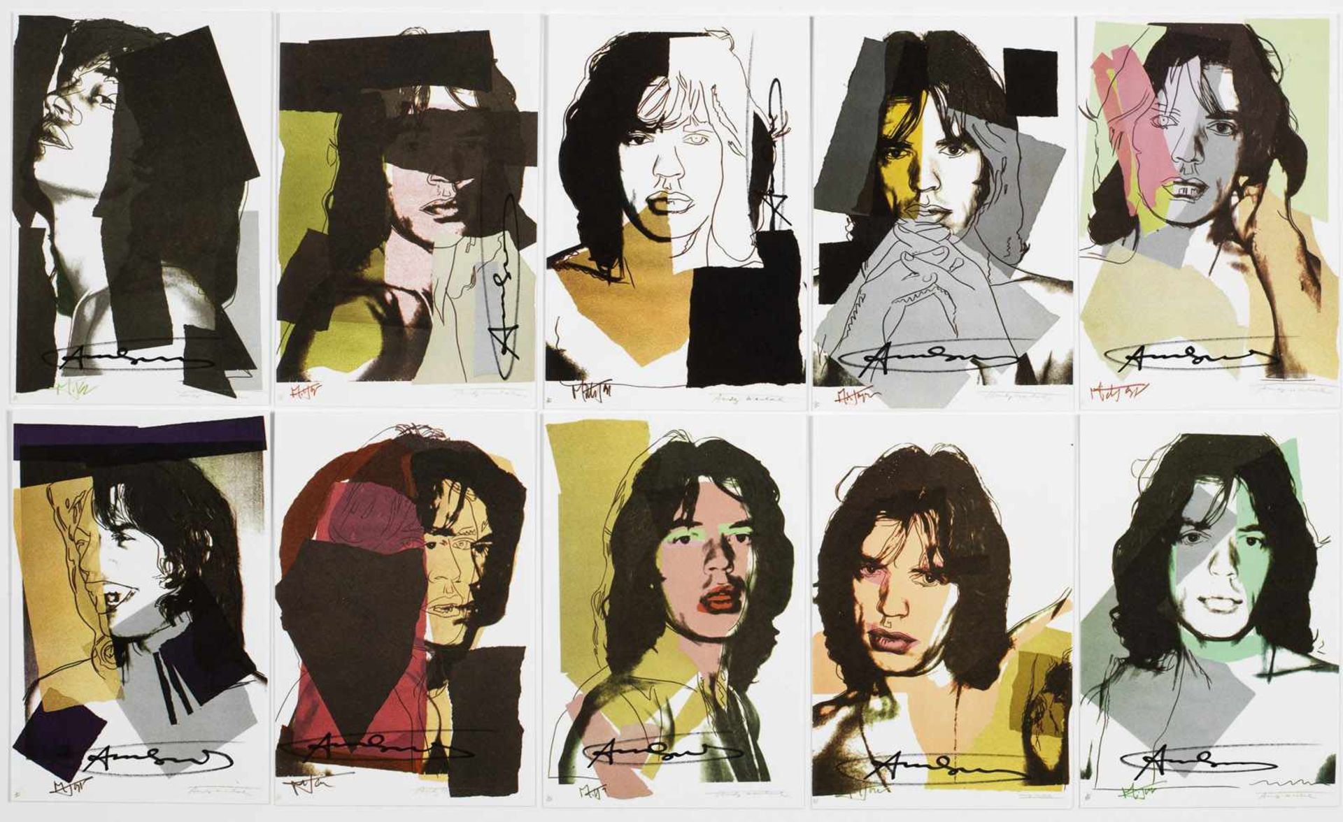 Andy Warhol(1928 Pittsburgh - 1987 New York)Seltener kompletter Satz von 10 Ankündigungskarten für