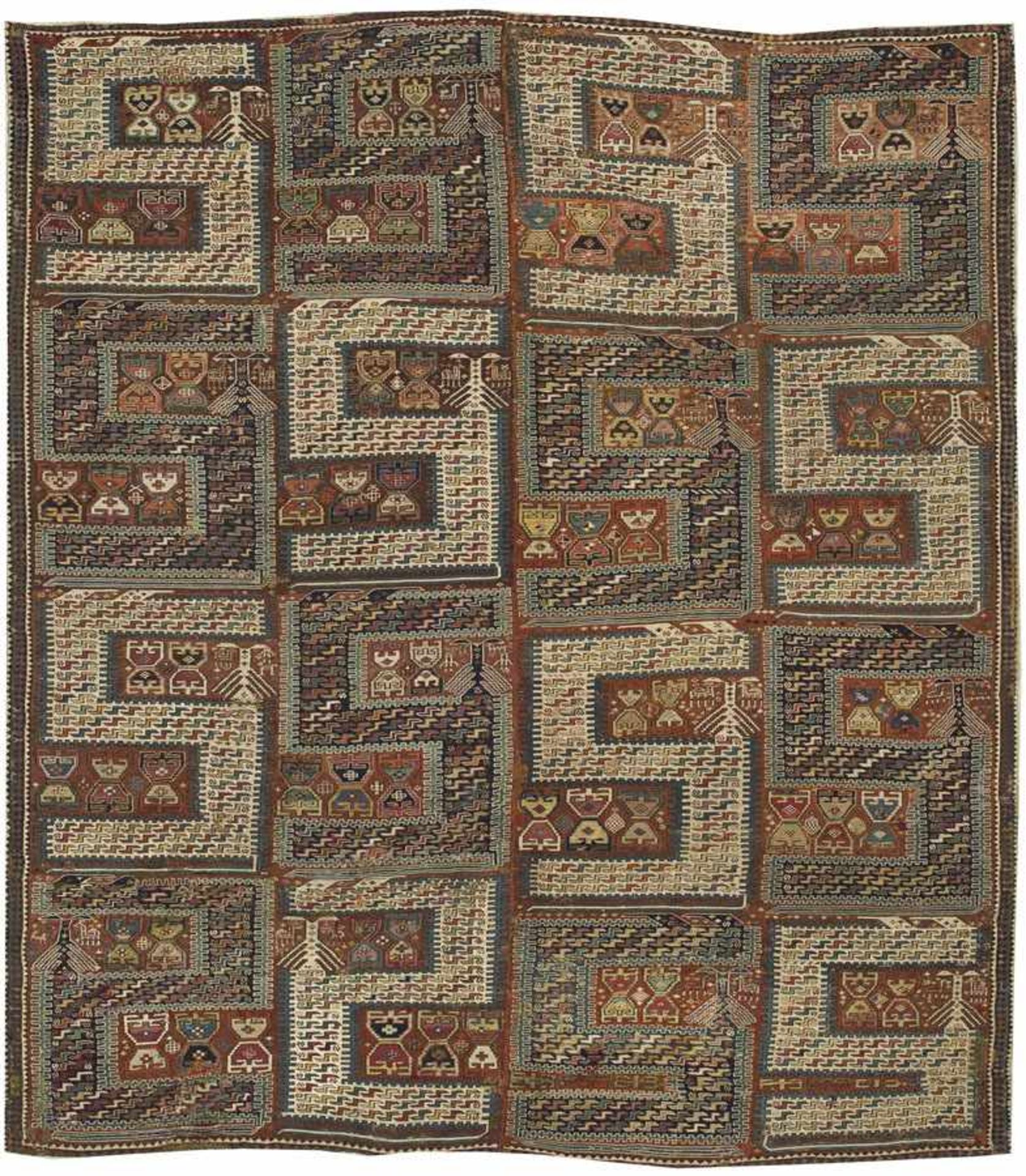 Äußerst seltener antiker Sileh-DrachenteppichKaukasus. Mitte 19. Jh.; Wolle und Baumwolle in Sumak-