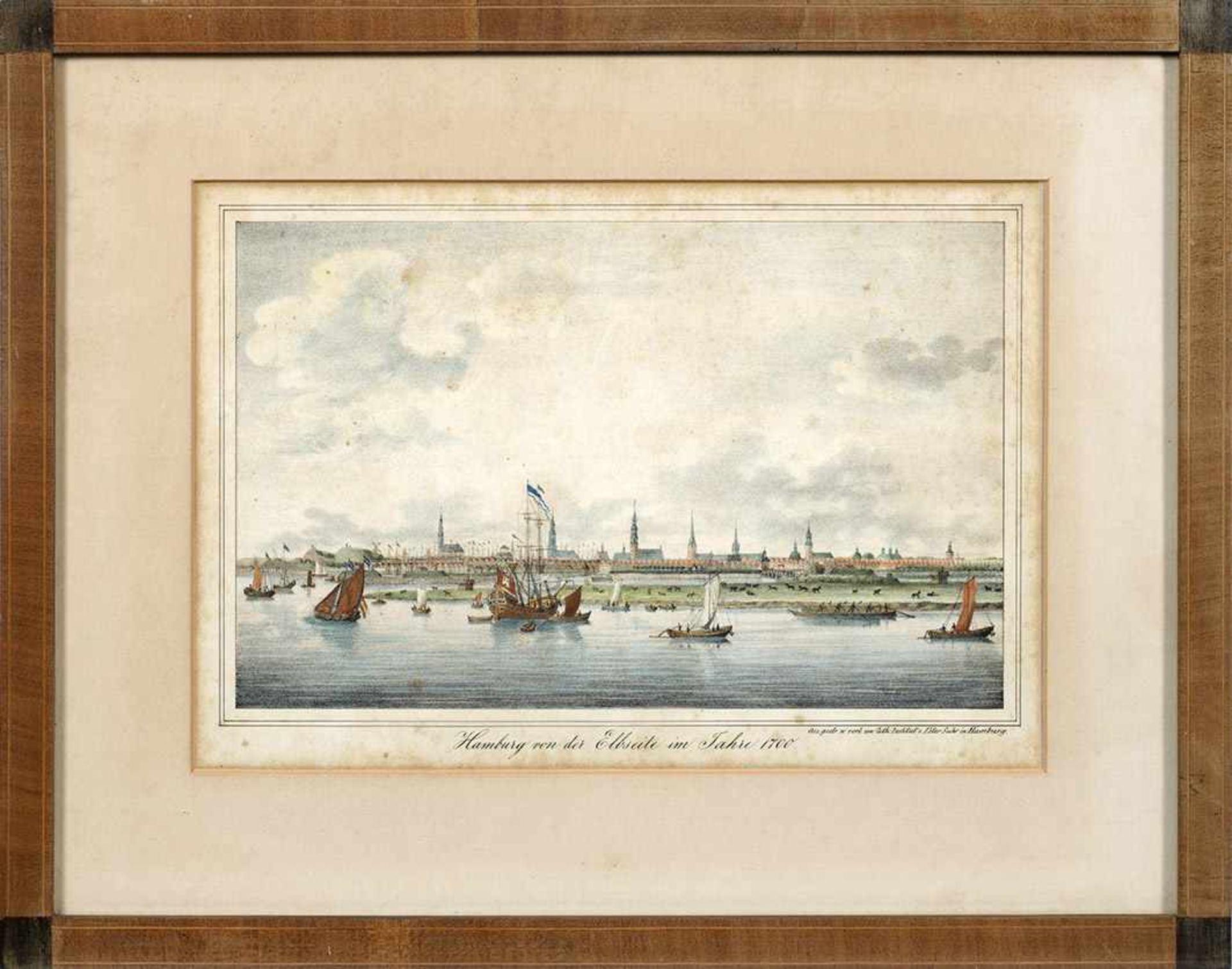 Peter Suhr(1788 Hamburg - 1857 ebenda)"Hamburg von der Elbseite im Jahre 1700".