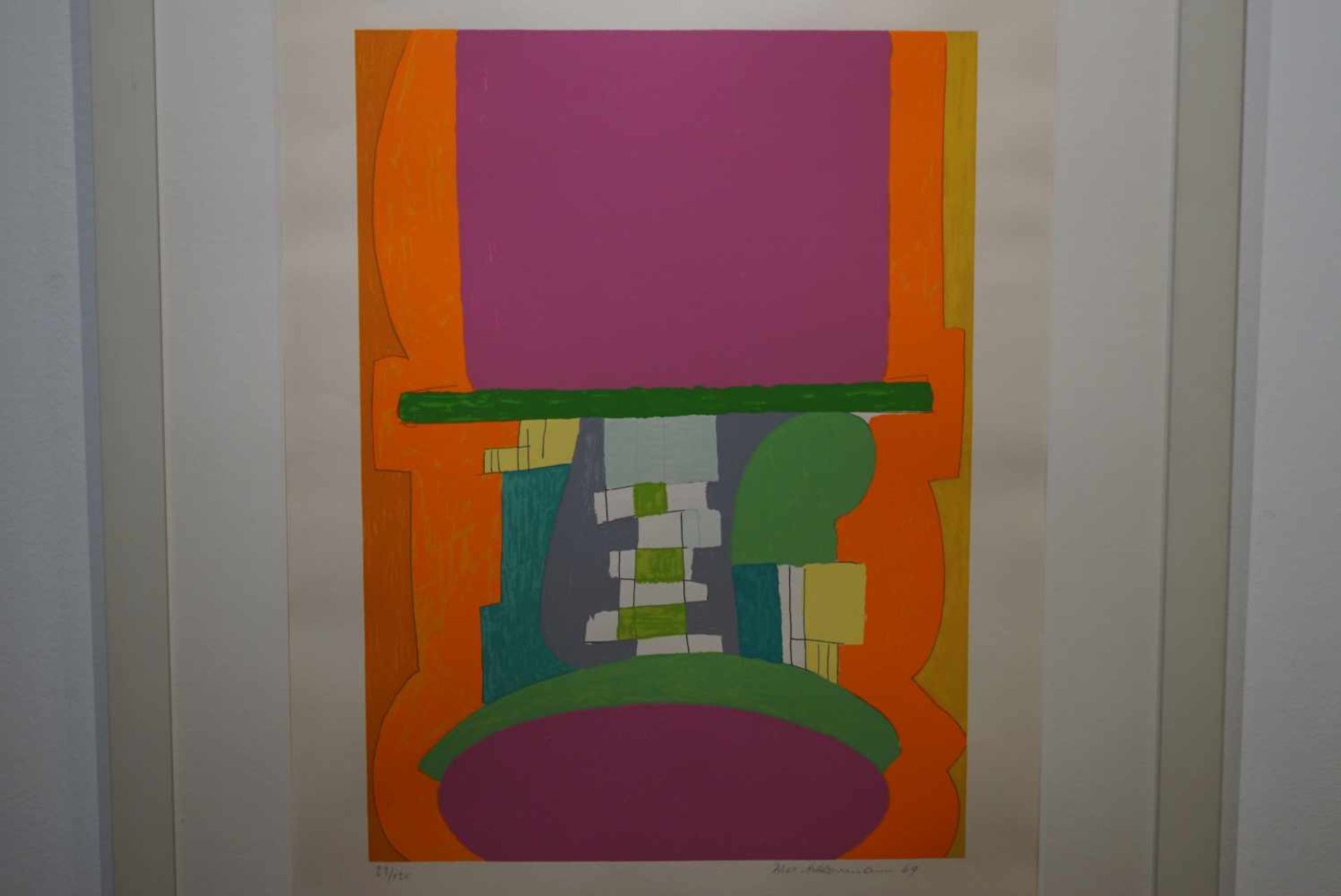 "Komposition in Violett, Orange- und Grüntönen", Max Ackermann (1886-1975)Farbserigraphie auf - Bild 2 aus 4