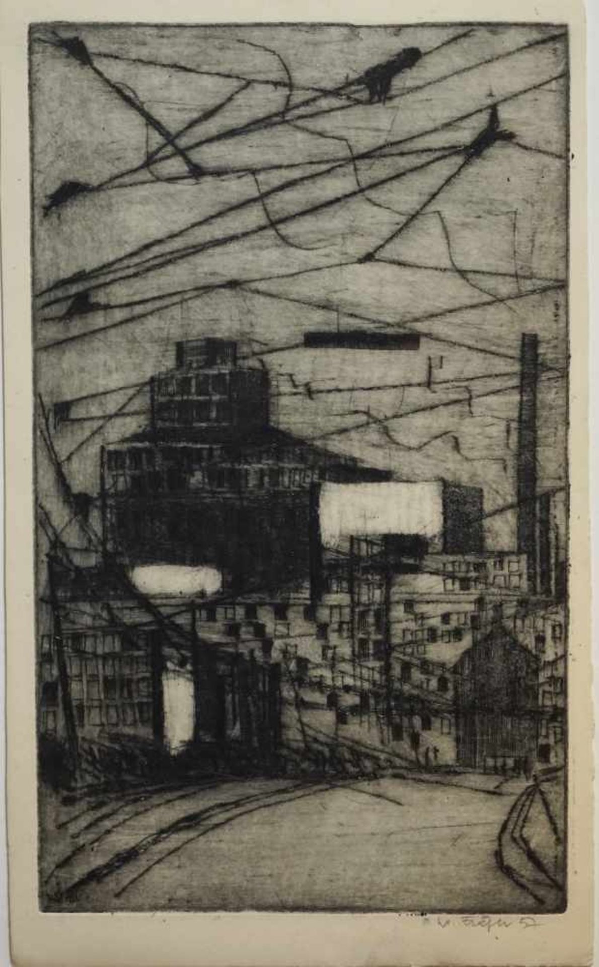 Blick auf das Dortmunder U, Wolfgang Fräger (1923-1983)Holzschnitt, 1957, in Bleistift - Bild 2 aus 4