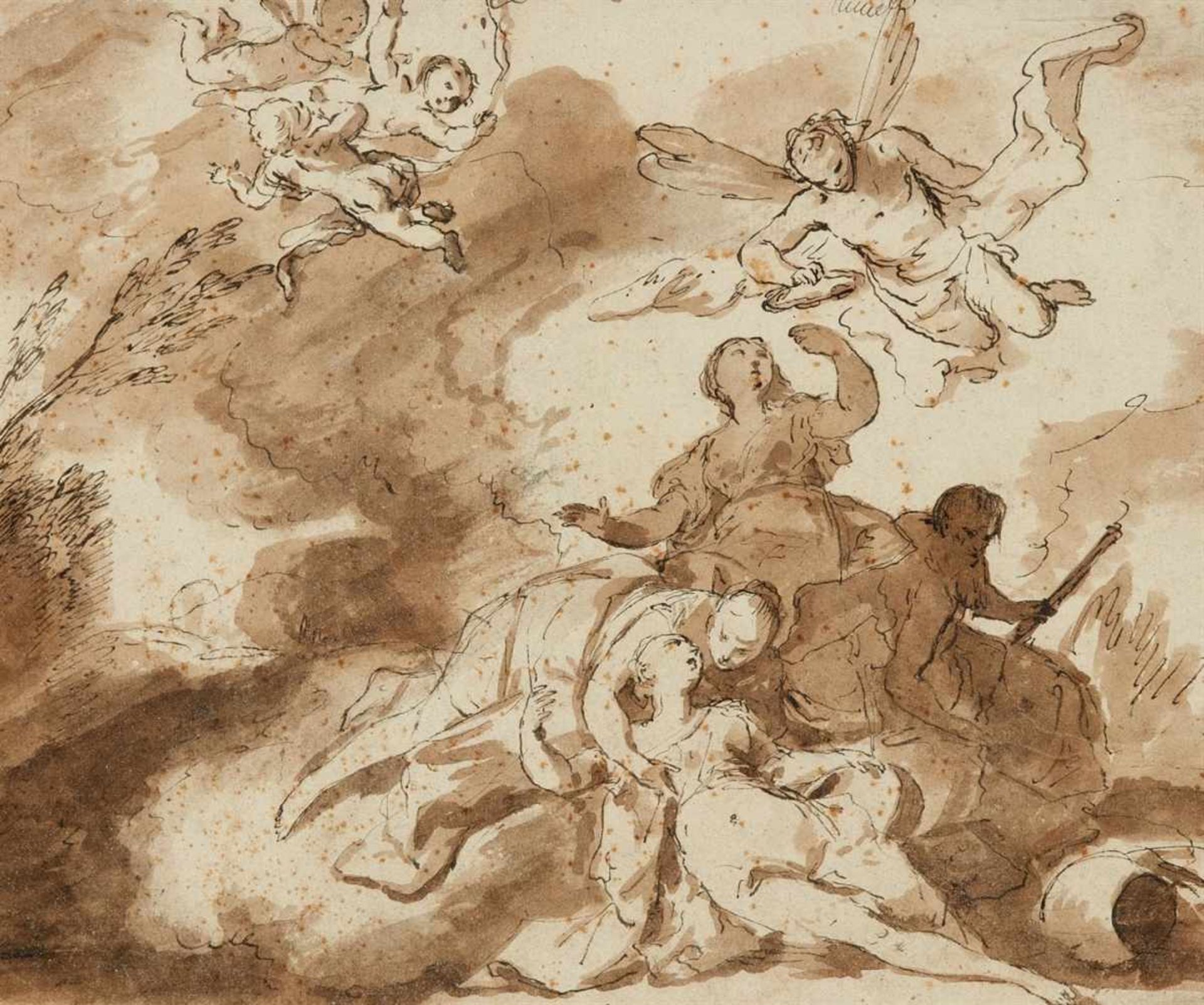 Französischer Meister des frühen 18. JahrhundertsDer Tod der DidoFeder und Pinsel in Braun. 28,5 x