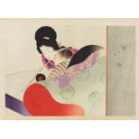 Tomioka Eisen (1864-1905) and Kaburagi Kiyokata (1878-1973)Three kuchi-e. a) Woman and a drunk or