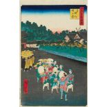 Utagawa Hiroshige (1897-1858)Two ôban from the series Meisho Edo hyakkei. a) Title: Shiba Shinmei
